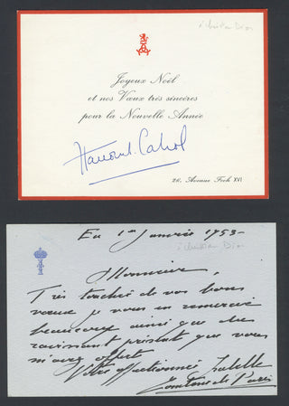[Dior, Christian. (1905–1957)] Barrault, Jean-Louis. (1910–1994) & Renaud, Madeleine. (1900–1994) Collection of Autograph Letters and Cards to Christian Dior