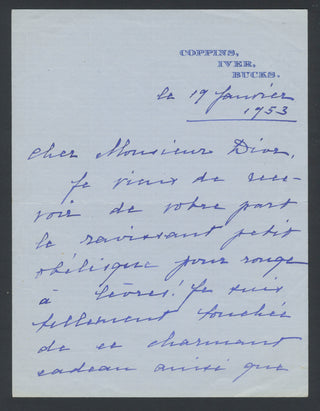 [Dior, Christian. (1905–1957)] Barrault, Jean-Louis. (1910–1994) & Renaud, Madeleine. (1900–1994) Collection of Autograph Letters and Cards to Christian Dior