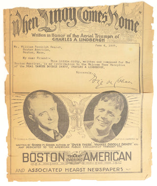 [Lindbergh, Charles A. (1902-1974)] Cohan, George. M. (1878-1942) When Lindy Comes Home Written in Honor of the Aerial Triumph of Charles A. Lindbergh [Song]