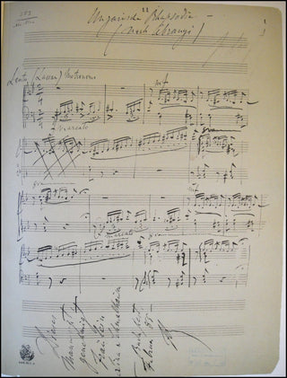 Liszt, Franz. (1811–1886) [Frager, Malcolm. (1935–1991)] XIX. Ungarische Rhapsodie für Klavier... (1885) Faksimileausgabe der Originalhandschrift (Nationalbibliothek Szèchènyi, Budapest) mit einem Nachwort von Mària P. Eckhardt.