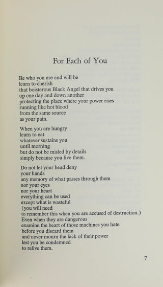 Lorde, Audre. [Bidart, Frank. (b.1939)] "From a Land Where Other People Live" - EX FRANK BIDART