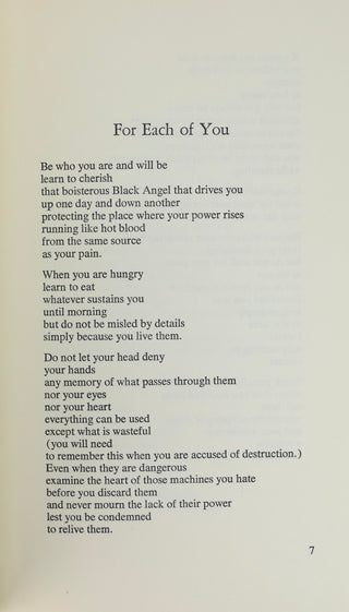 Lorde, Audre. [Bidart, Frank. (b.1939)] "From a Land Where Other People Live" - EX FRANK BIDART
