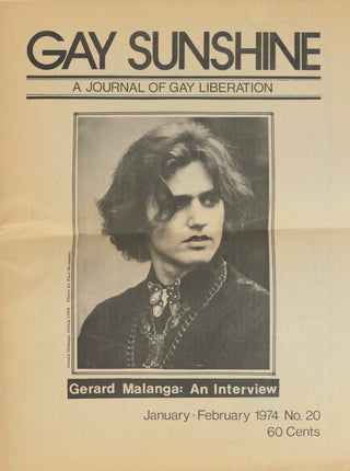[Warhol, Andy. (1928–1987)] Malanga, Gerard. (b. 1943) & Brainard, Joe. (1941 - 1994) GAY SUNSHINE. A Journal of Gay Liberation. January/February 1974. No. 20.