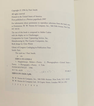 [Mapplethorpe, Robert. (1946–1989)] Smith, Patti. (b.1946) "The Coral Sea" - SIGNED