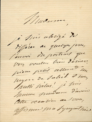 Marmontel, Antoine-Francois. (1816-1898)  [Petit, Pierre. (1832–1909)] Autograph Letter about a portrait by Pierre Petit