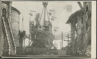 [Montemezzi, Italo. (1875 - 1952)] Marussig, Guido. (1885–1972) [D'Annunzio, Gabriele. (1863–1938)] Photograph Prints of Scenic Designs for "La Nave"