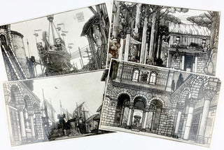 [Montemezzi, Italo. (1875 - 1952)] Marussig, Guido. (1885–1972) [D'Annunzio, Gabriele. (1863–1938)] Photograph Prints of Scenic Designs for "La Nave"