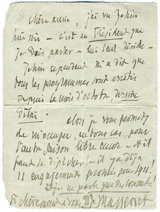 Massenet, Jules. (1842-1912) Autograph Letter