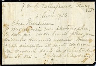 [Massenet, Jules. (1842-1912)] Massenet, Juliette. Photographs and Autograph Notes from the Composer's Daughter