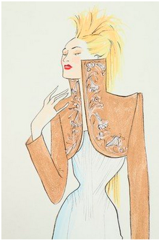 McQueen, Lee Alexander. (1969 - 2010) Original Drawing for his First Givenchy Haute Couture Collection