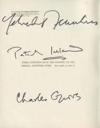 [Mozart, Wolfgang Amadeus. (1756–1791)] Menuhin, Yehudi. (1916–1999) & Fischer, Annie. (1914–1995) & Ireland, Patrick. (b. 1923) & Groves, Charles. (1915–1992)  & Ben-Tovim, Atarah. (1940–2022) & Jones, Mair. (ca. 1930–2021) Signed Mozart Concert Program