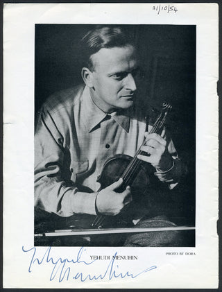 Menuhin, Yehudi. (1916–1999) Signed Program Photograph