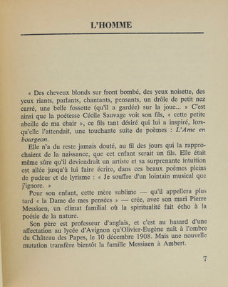 Messiaen, Olivier. (1908–1992) [Mari, Pierrette. (b. 1929)] Olivier Messiaen. Musiciens de tous les Temps.  - INSCRIBED