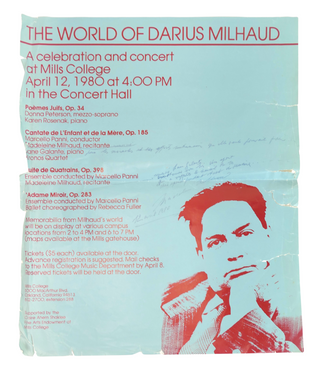 [Milhaud, Darius. (1892–1974)] Milhaud, Madeleine. (1902 -2008) Autograph Letters Archive