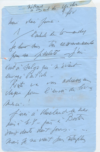 [Milhaud, Darius. (1892–1974)] Milhaud, Madeleine. (1902 -2008) Autograph Letters Archive