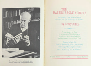 Miller, Henry. (1891 - 1980) "The Waters Reglitterized. The Subject of Water Color in Some of its More Liquid Phases."  - SIGNED