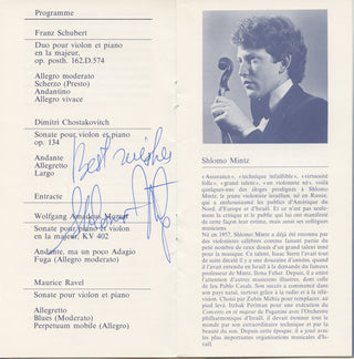 Mintz, Shlomo. (b. 1957) & Ostrovsky, Paul. (b. 1948) Signed Program