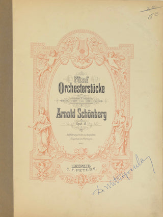 Schoenberg, Arnold. (1874-1951) [Mitropoulos, Dimitri. (1896–1960)] "Fünf Orchesterstücke Op. 16" - The Copy of Dimitri Mitropoulos