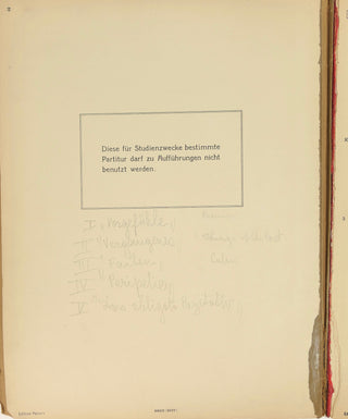 Schoenberg, Arnold. (1874-1951) [Mitropoulos, Dimitri. (1896–1960)] "Fünf Orchesterstücke Op. 16" - The Copy of Dimitri Mitropoulos