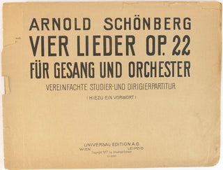 Schoenberg, Arnold. (1874-1951) [Mitropoulos, Dimitri. (1896–1960)] "Vier Lieder Op. 22" -THE COPY OF DIMITRI MITROPOULOS