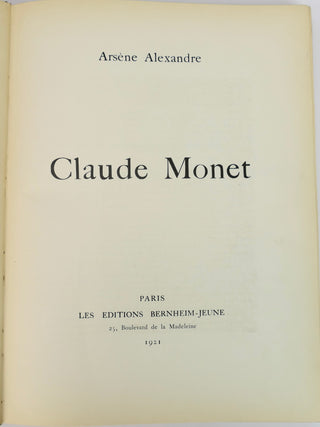 [Monet, Claude. (1840–1926)] Alexandre, Arsene. "Claude Monet"