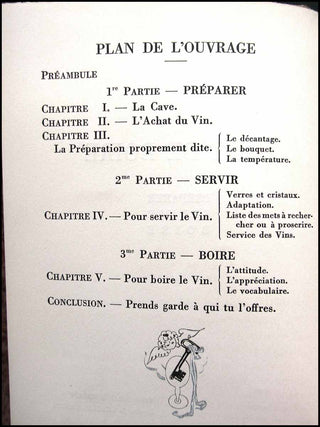 [Food & Wine] Martin, Charles [Illustrator]. & Forest, Louis. Monseigneur Le Vin. L'art de boire. Préparer, servir, boire. Texte de Louis Forest. Dessins de Charles Martin.