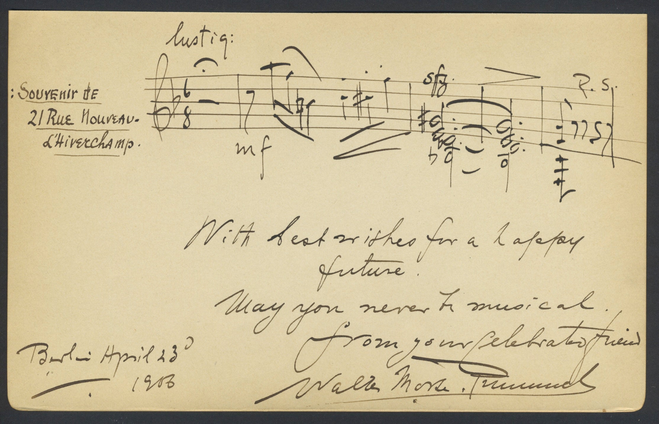 Morse-Rummel, Walter. (1887–1953) Autograph Musical Quotation ...