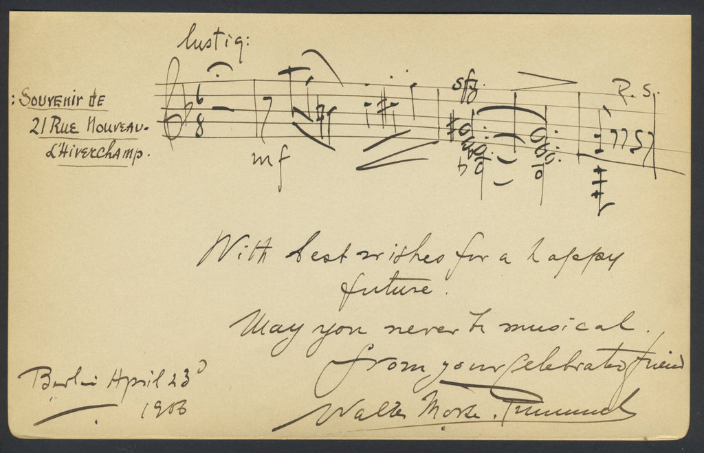 Morse-Rummel, Walter. (1887–1953) Autograph Musical Quotation ...