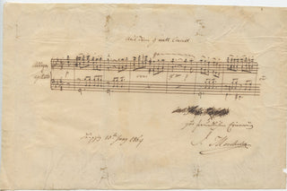 Moscheles, Ignaz. (1794–1870) Piano Concerto No. 3 in G minor - Autograph Musical Quotation Signed, Leipzig, 1869