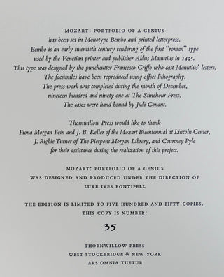 Mozart, Wolfgang Amadeus. (1756–1791) [Zaslaw, Neal.] Portfolio of a Genius [Deluxe Facsimile Edition]