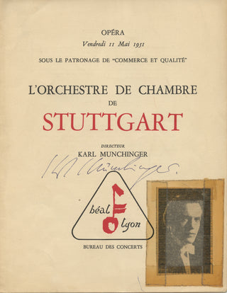 Münchinger, Karl. (1915–1990) etc. Signed Program