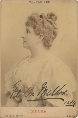 Melba, Nellie. (1861-1931) Signed Reutlinger Cabinet Photograph