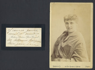 Nilsson, Christina. (1843–1921) [Albani, Emma. (1847–1930)] Autograph Note about Emma Albani with Cabinet Photograph