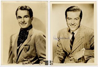 [FILM] Oberon, Merle. (1911–1979) & Milland, Ray. (1907–1986) & Beery, Noah Jr. (1913–1994) & Darnell, Linda. (1923–1965) & Gilbert, Billy. (1894–1971) & Sheridan, Ann. (1915–1967) Signed photographs of actors and actresses