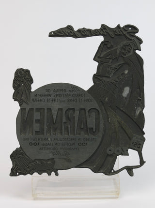 [Bizet, Georges. (1838-1875)] Carmen: "The OPERA OF TORRID PASSIONS" - ORIGINAL BROADSIDE PRINTING PLATE, ca. 1940