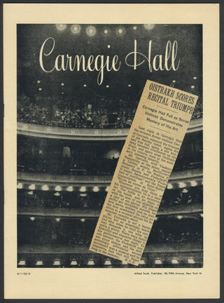 Oistrakh, David. (1908–1974) & Yampolsky, Vladimir. (1905–1965) Signed Carnegie Hall Program