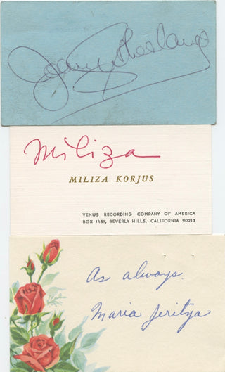 [Opera] Sutherland, Joan. (1926-2010), Jeritza, Maria. (1887-1982) & Korjus, Miliza. (1909-1980) Autograph Signature