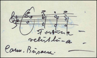 Orff, Carl. (1895-1982) Autograph Musical Quotation, "Carmina Burana."