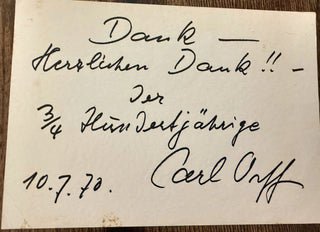 Orff, Carl. (1895–1982) Carl Orff Archive, including Letters, Photographs, Programs and Ephemera