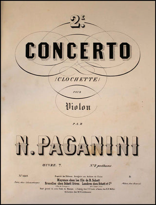Paganini, Nicolò. (1782–1840) 2e. Concerto {Clochette} pour Violon par N. Paganini, Oeuvre. 7. No 2 posthume.