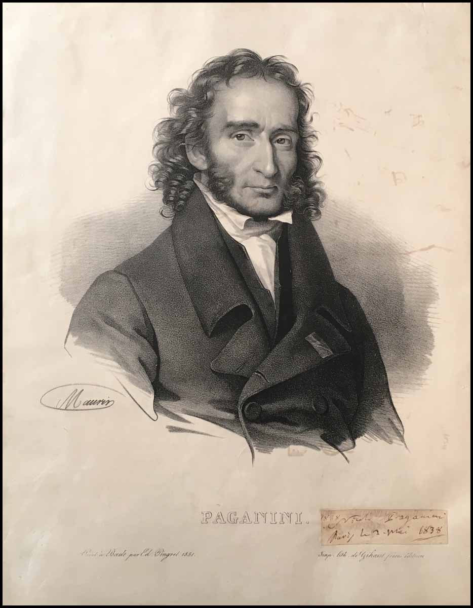 Violinist Paganini Nicol 1782 1840 Signed Portrait Lithograph violinist-paganini-nicol-1782-1840-signed-portrait-lithograph