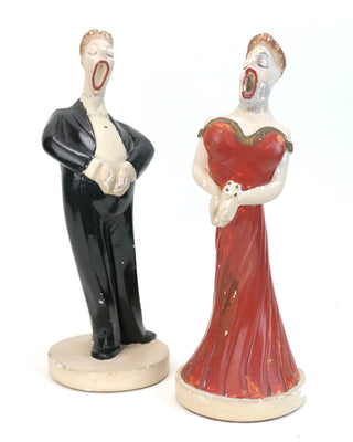 [Opera] Pair of Chalk-Ware Opera Singer Figurines, 1943