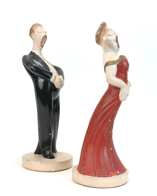 [Opera] Pair of Chalk-Ware Opera Singer Figurines, 1943
