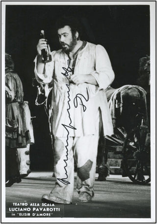Pavarotti, Luciano. (1935-2007) Signed Photograph in L'Elisir d'Amore.