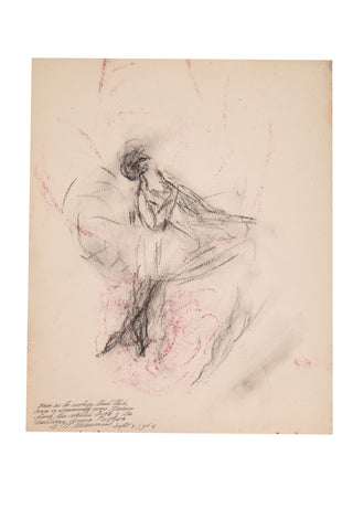 Pavlova, Anna. (1881-1931) Original Self-Portrait Drawing as The Swan
