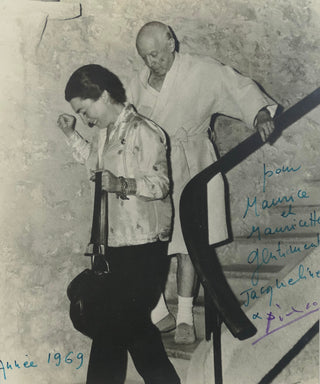 Picasso, Pablo. (1881–1973) & Roque, Jacqueline. (1926 - 1986) Signed Photograph with Jacqueline, 1969