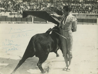 [Picasso, Pablo. (1881–1973)] Signed Photograph of Bullfight