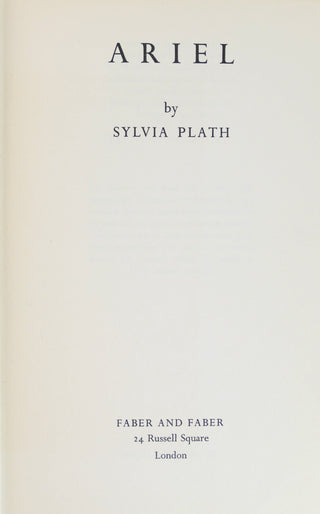 Plath, Sylvia. (1932-1963)  [Bidart, Frank. (b. 1939)] "Ariel" - THE COPY OF FRANK BIDART