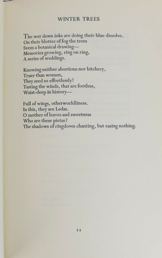 Plath, Sylvia. (1932-1963)  [Bidart, Frank. (b. 1939)] "Winter Trees" - Ex-Frank Bidart