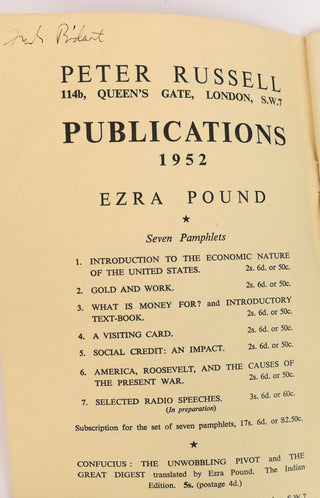 Pound, Ezra. (1885-1972) (Translated by Carmine Amore & John Drummond) [Bidart, Frank. (b. 1939)] "Money Pamphlets by £" - Rare Complete Set of Pound's Economic Pamphlets
